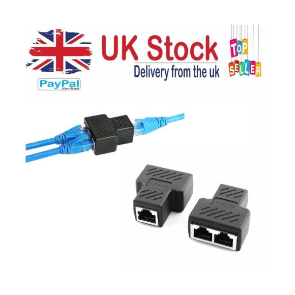 RJ45 Splitter Adapter 1 to 2 Ways CAT 7 6 5 LAN Ethernet Cable Plug  Connector